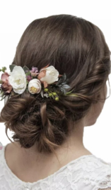 Bohemian bloemen haarspeld ecru