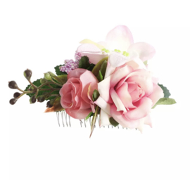 Bohemian bloemen haarspeld roze