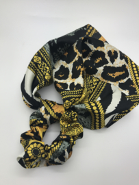 Scrunchies met printje leopart geel