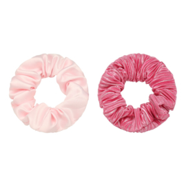 Scrunchies setje roze / streepjes