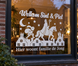 Raamsticker | Welkom Sint & Piet | Familienaam