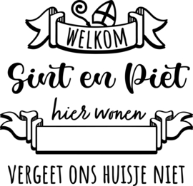 WELKOM SINT EN PIET - HIER WONEN/WOONT - RAAMSTICKER