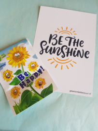 Zonneschijn met zonnebloemen door de brievenbus cadeau