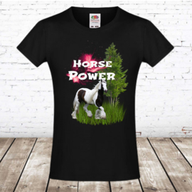 T shirt horse power zwart