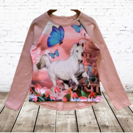 Shirt met paard zacht roze