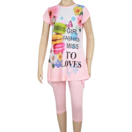 Shirt met legging Girl fashion zalm 4