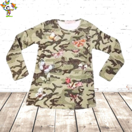 Meisjes shirt Army vlinder groen