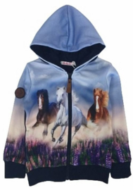 Vest met paarden lichtblauw