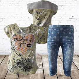 T-Shirt met legging spetter geel