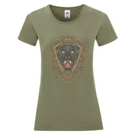 Dames T-shirt Panter army groen