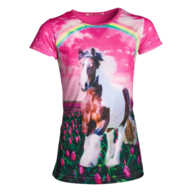 Meisjes shirt met paard en regenboog