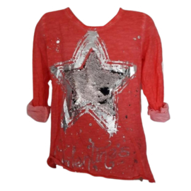 Shirt met pailletten ster rood