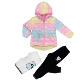 Meisjes set met winterjas magic roze geel