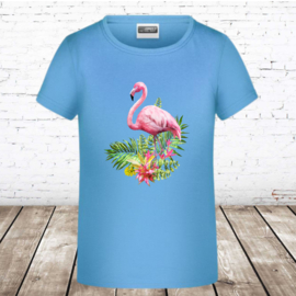 Blauw shirt met Flamingo