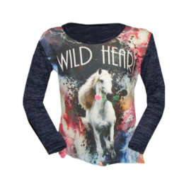 Shirt met paard Wild heart blauw