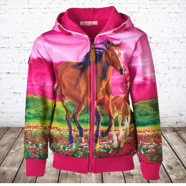 Hard roze vest met paarden print