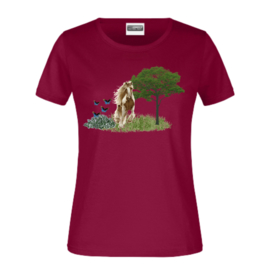 T shirt paard bordeaux