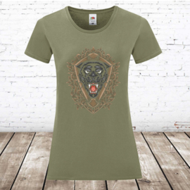 Dames T-shirt Panter army groen