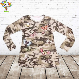 Longsleeve army vlinder creme 146/152