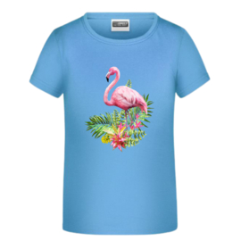 Blauw shirt met Flamingo