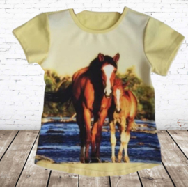 Kinder t-shirt met paard geel