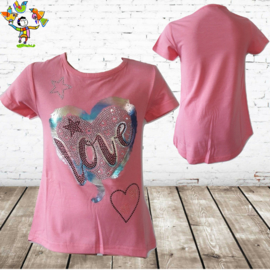 T-shirt  Love strass roze 6