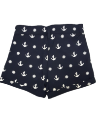 Meisjes short met ankers blauw