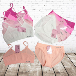 Meisjes ondergoed set bh top met slip zachte kleuren 6 sets