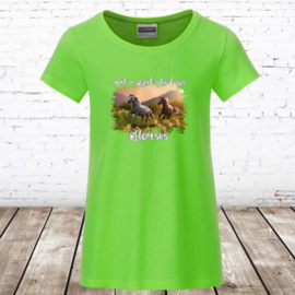 Paarden shirt  kind just a girl lime