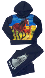 Joggingpak met paarden blauw