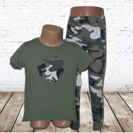 T-shirt met legging army groen