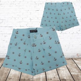 Meisjes short met ankers mint