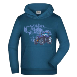 Blauwe hoodie met Tractor