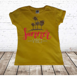 Meisjes T-shirt Summer Vibes geel