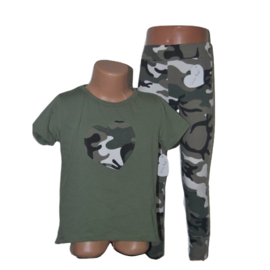 T-shirt met legging army groen