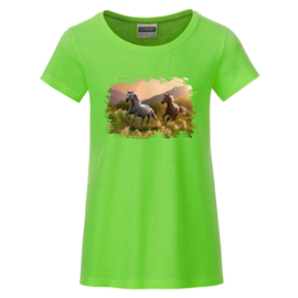 Paarden shirt  kind just a girl lime