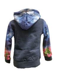 Blauwe hoodie met paard f43