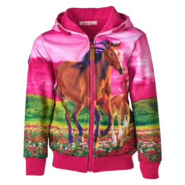 Hard roze vest met paarden print