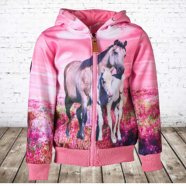 Roze vest met paarden print
