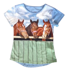 Licht blauw shirt met paarden
