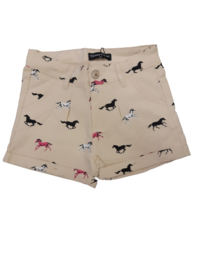 Meisjes short met paardjes creme