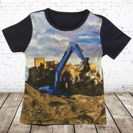 Jongens shirt met blauwe graafmachine