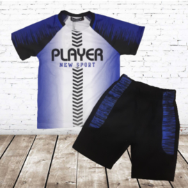 Trainings set zwart blauw player