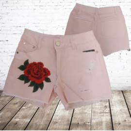 Short met bloem roze