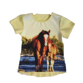 Kinder t-shirt met paard geel