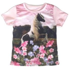 Kinder shirt met paard en bloemen