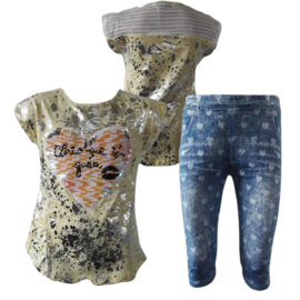 T-Shirt met legging spetter geel