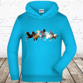 Blauwe hoodie met paarden