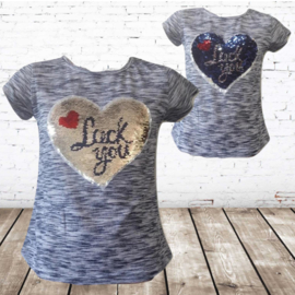 Meisjes t-shirt Luck blauw