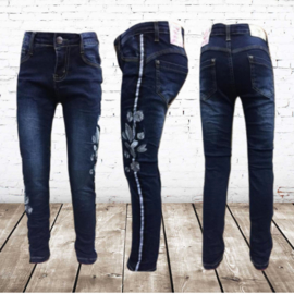 Meiden jeans streep bloem